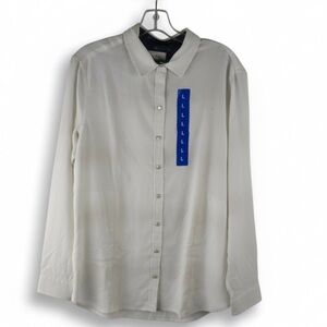 J.A.C.H.S Girlfriend White Cotton Button Up Shirt Women's Large (N9688)